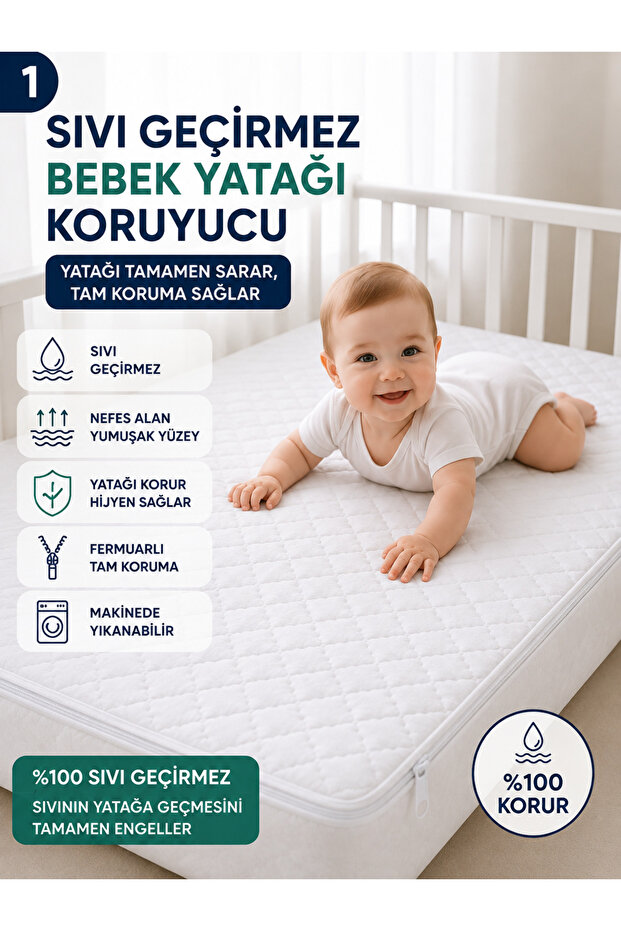 Bivahome Full Zippered Baby Mattress Cover Liquid-Proof Quilted Crib Mattress Protector Mattress Cover