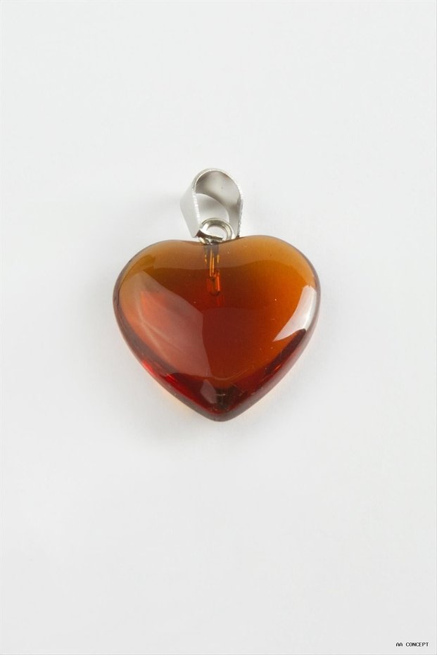 Concepta Quartz Heart Natural Stone Necklace (15126) Brown Tip