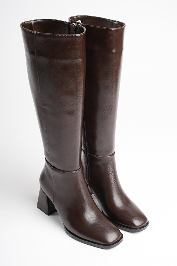 Women's Bitter Brown Thick Heeled Boots