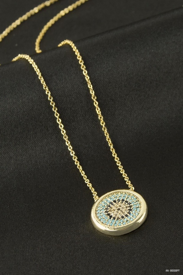 Concepta Round Evil Eye Zircon Stone (03325) Necklace Yellow