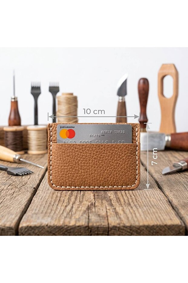 - 100% Genuine Leather Handmade Tan Soft Card Holder