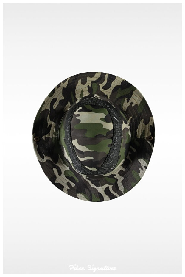Unisex Brown Camouflage Safari Hat with Mesh on the Sides
