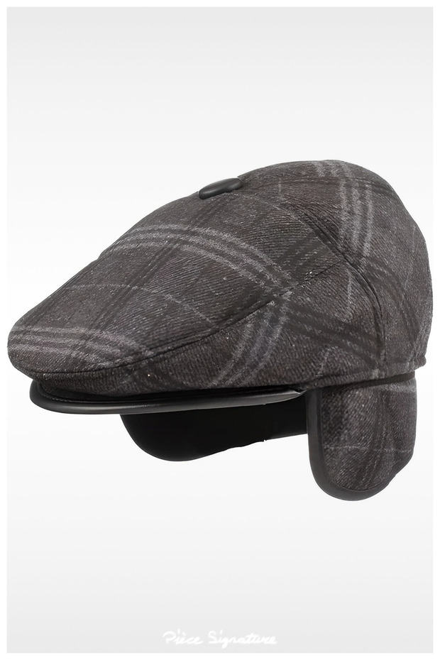 Warm Winter Plaid Eared Hat (58-59 Cm) (Standard Size)