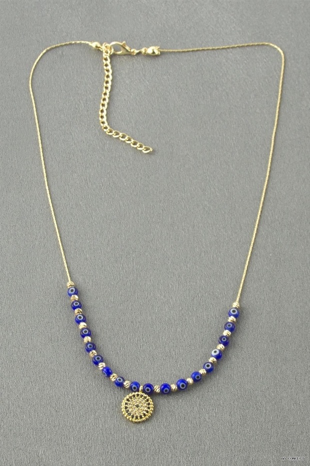 Concepta Nazar Beaded Zircon Stone (03627) Necklace Blue
