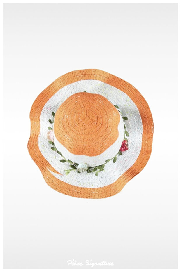 Girl's Green Leaf Straw Hat