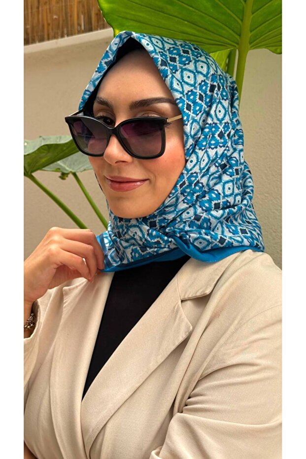 Blue Riva Pattern Soft Cotton Scarf