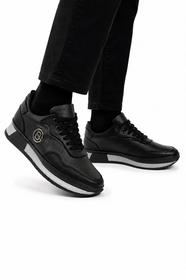 Men's Thermo Sole Genuine Leather Shoes Black