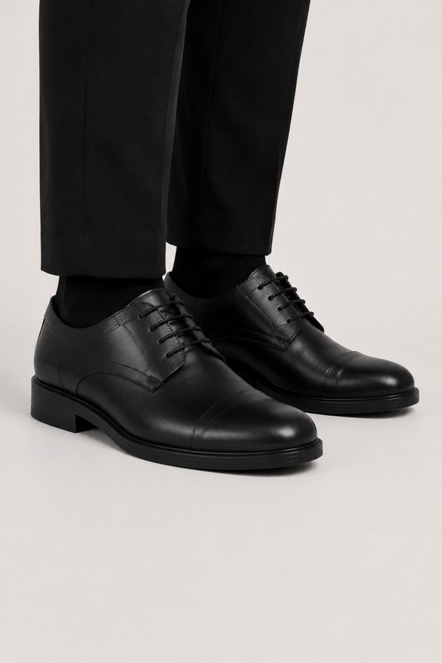 Men's Thermo Sole Genuine Leather Shoes Black