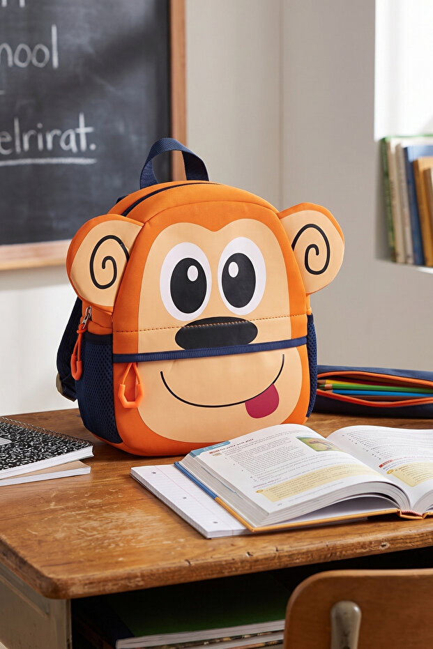 Vb Monkey Figured Children's Kindergarten Bag Nursery Bag Orange