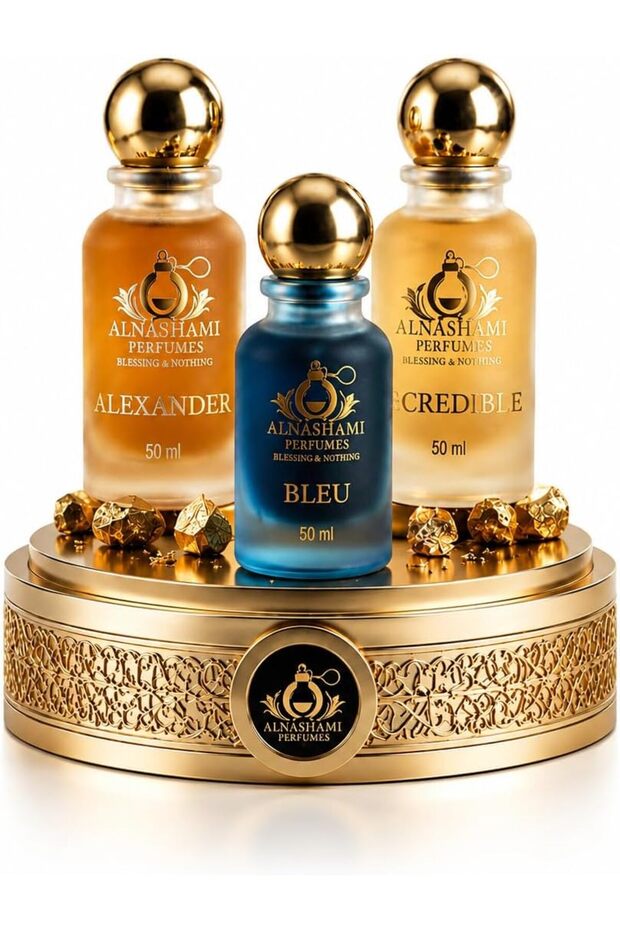 Luxury Eau de Parfum Gift Set, 3 x 50ml | Alexander, Bleu & Incredible | Long-Lasting Men's Perfume Collection | Premium Fragrance Gift Set
