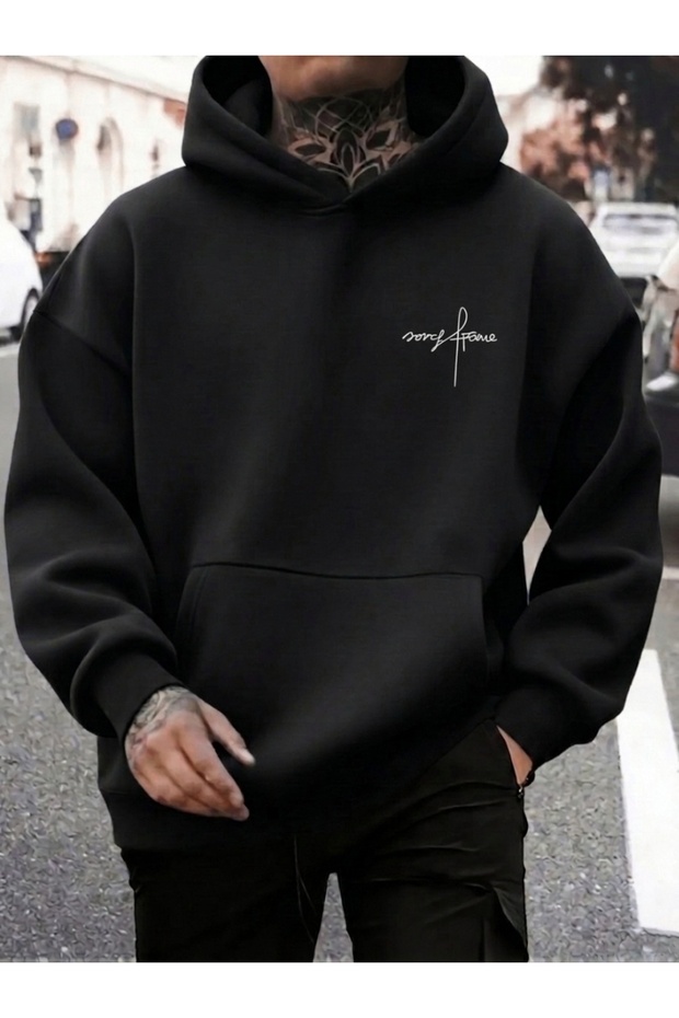 Unisex Forgive Graffiti Printed Premium Oversize 3 Thread Soft Hooded Sweatshirt Hoodie