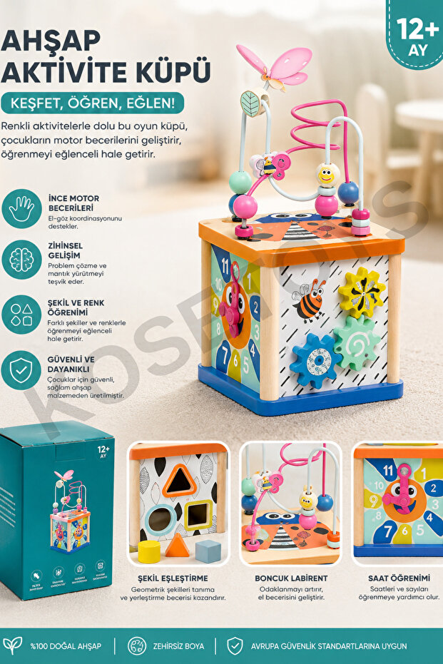 Wooden Quality Montessori Versatile Activity Cube