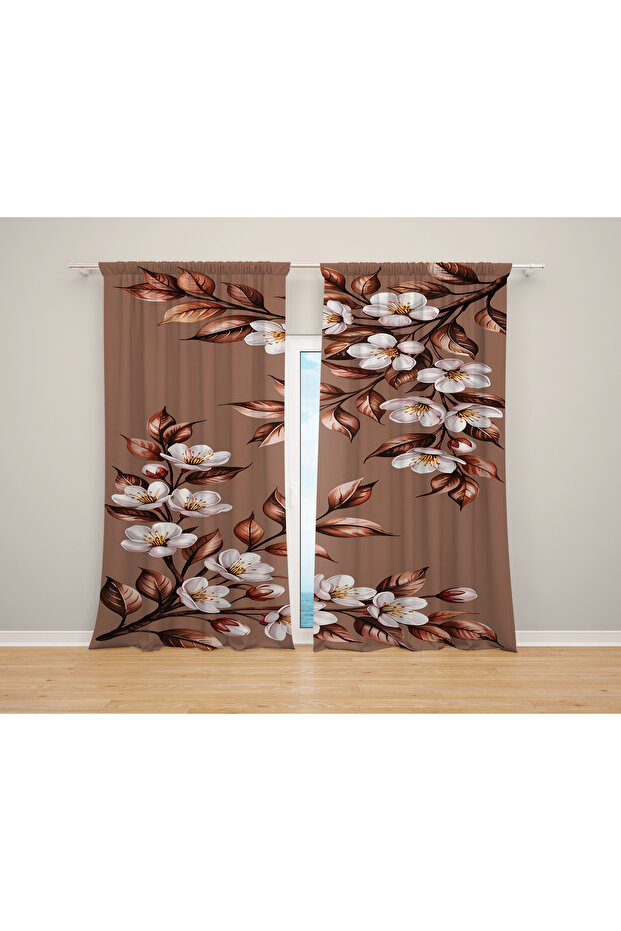 Sakura Flower Patterned 3D Digital Printed 2 Wing Backdrop Curtain Living Room Hall Backdrop Curtain