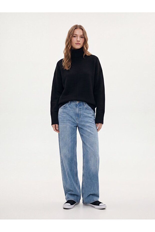 Relaxed Fit Turtleneck Knitwear Black Sweater