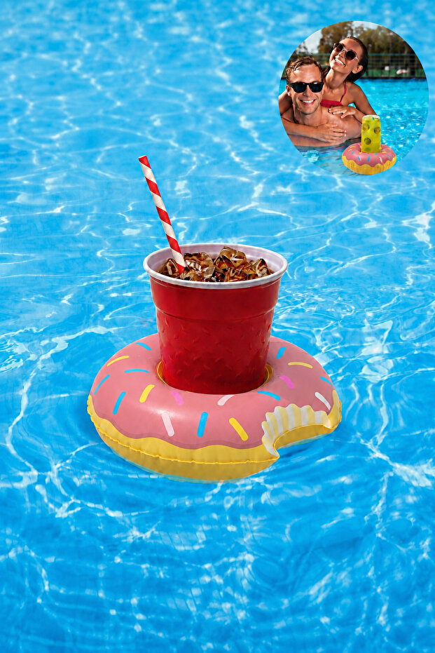 Donut Cup Holder Inflatable - Floating Drink Holder - Donut Cup Holder - Inflatable Marine Cup Holder - Inflatable Cup Holder with Donut Figure