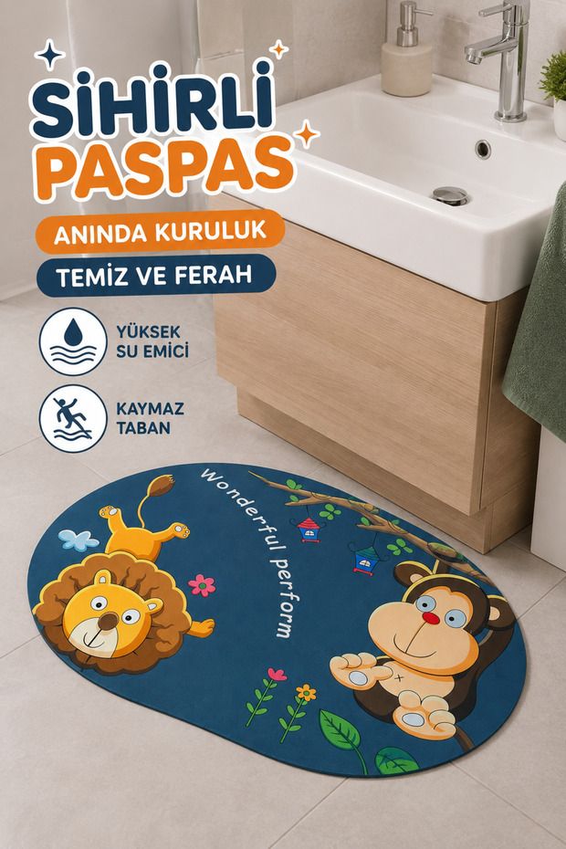 Magic Water Absorbing Mop | Non-Slip Base Quick-Drying Bath and Kitchen Mat