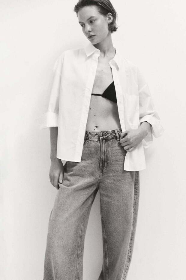 Short poplin shirt