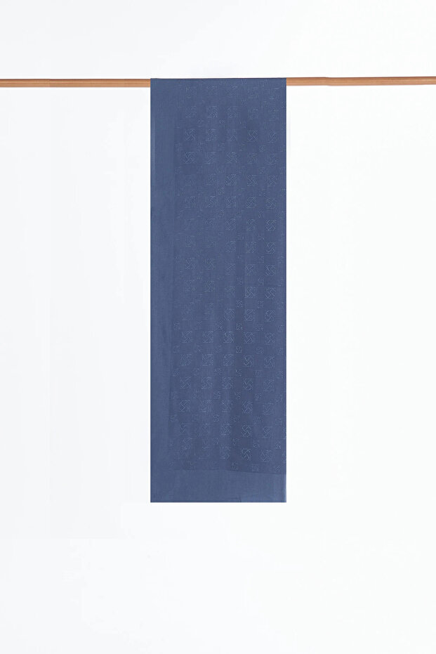Monogram Pattern Lyocell Shawl Indigo