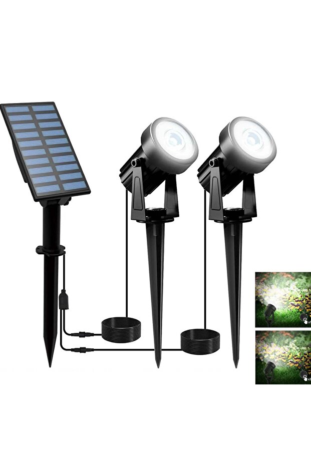 مصباح LED شمسي خارجي أبيض بارد 3000 كلفن/6000 كلفن، مقاوم للماء والغبار بمعيار IP65، مناسب لتزيين الحدائق والممرات والجدران والأشجار.