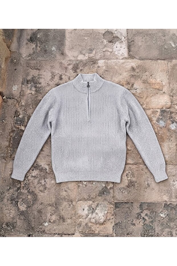 Men's Thick Winter Turtleneck Fisherman's Collar Zippered Basic Knitwear Sweater, Regular Fit, Comfortable