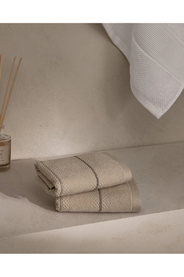 Celeste 2-Pack 100% Cotton Hand Towels - Beige - 30X30 cm