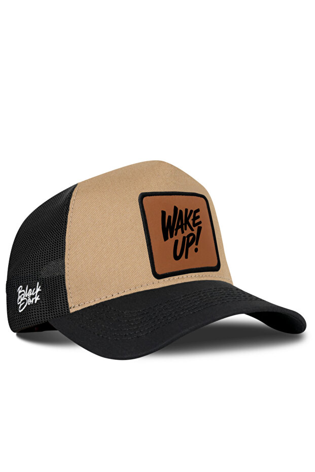 Wake up Logo Black-Mink Trucker Hat