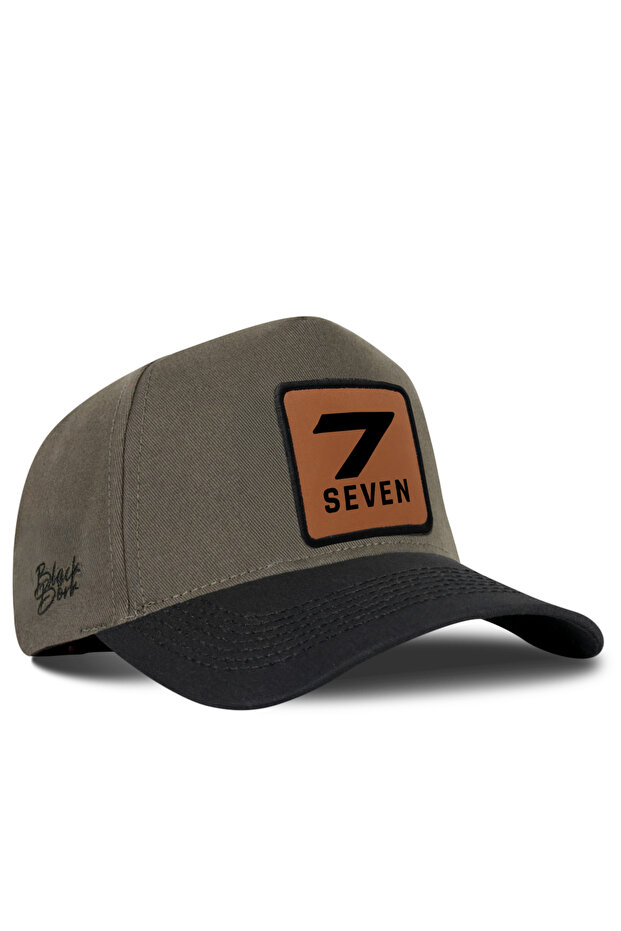 Number 7 Logo Black-Khaki Baseball Cap