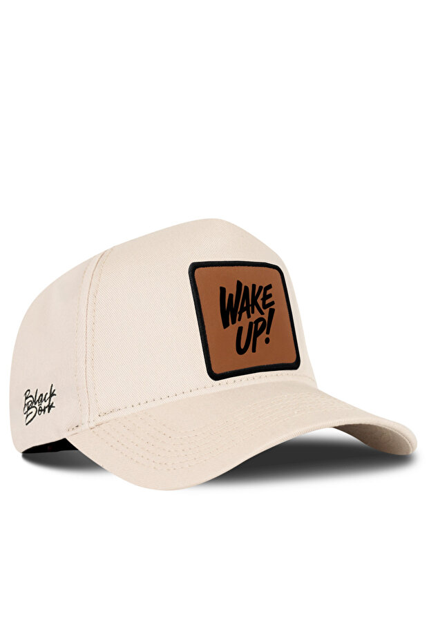 Wake up Logo Beige Baseball Premium Cap
