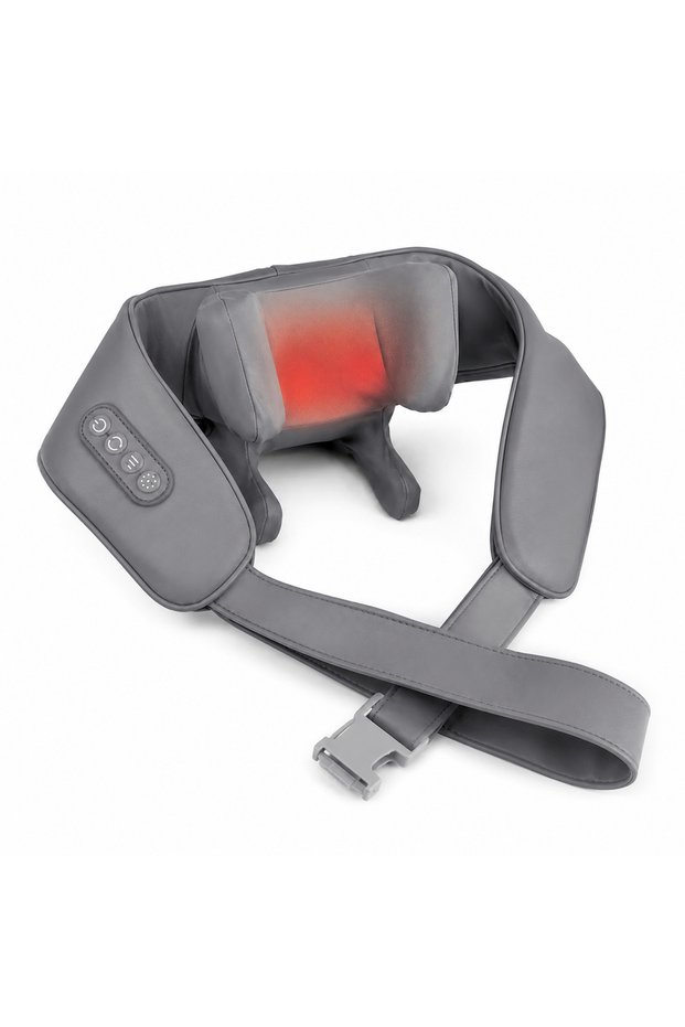 RelaxPro 6D Neck and Back Massager with Heating Function, USB Rechargeable, Gray