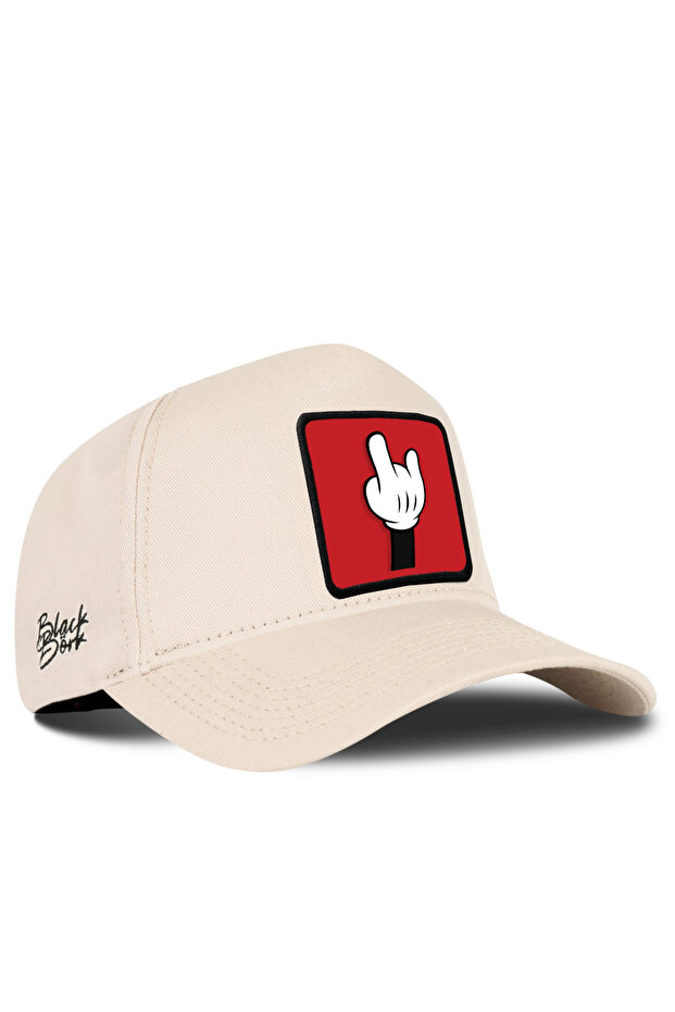 Beige Baseball Premium Cap with Finger Logo