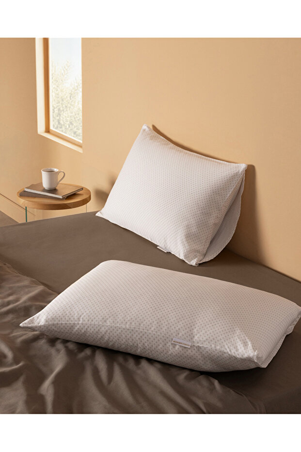 Alexis 100% Cotton Satin Printed 2-Piece Pillowcase - Beige