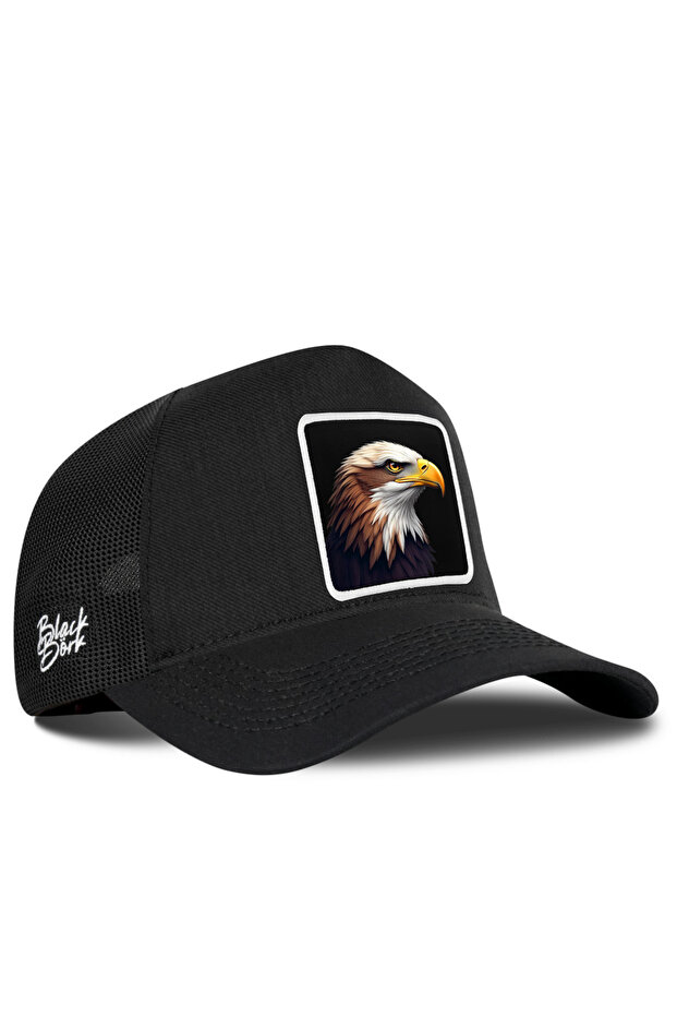 Black Cordura Trucker Hat with Eagle Logo