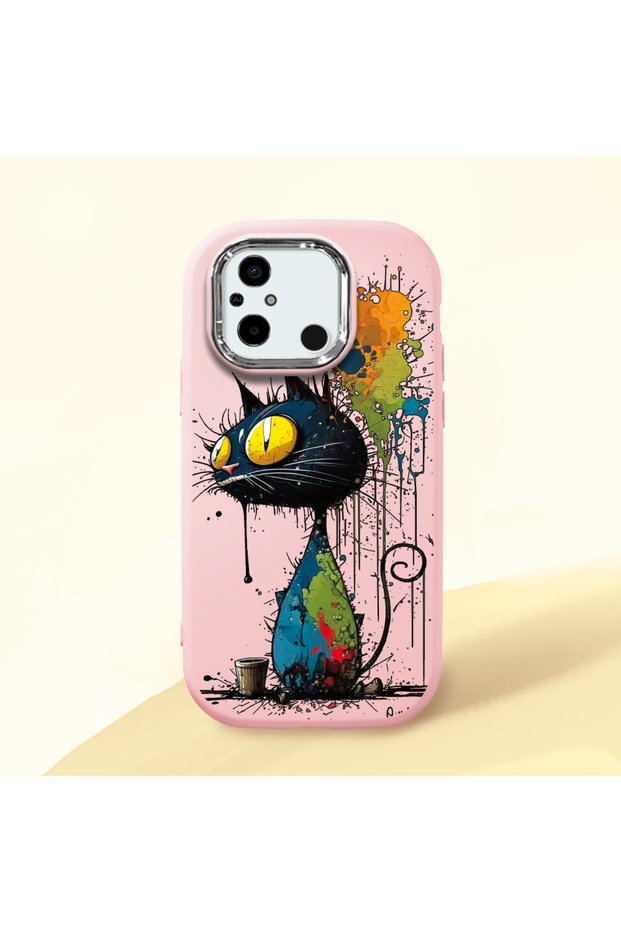 حافظة هاتف Poco C55 متوافقة مع طراز Graffiti Style Black Cat، حافظة من السيليكون المقاوم للصدمات