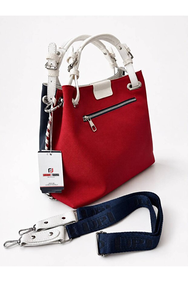 Women's Original Navy Blue Red New Season Large Size Soft Leather Handbag