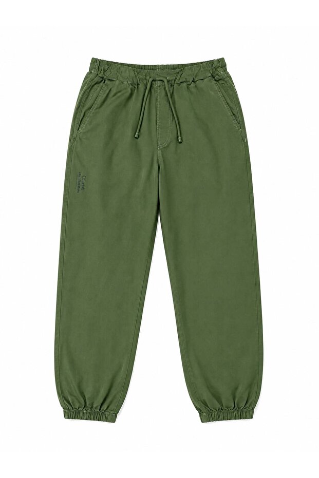 Nk Boy's Elastic Waist Drawstring Comfortable Fit Pants 8-14 Years Green