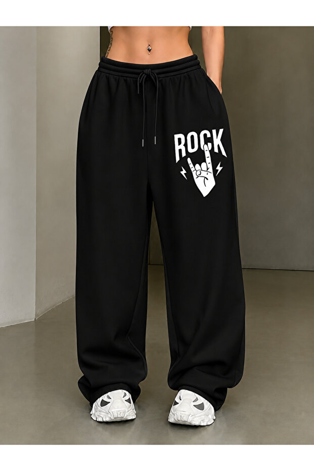 Unisex Women's and Men's Rock Printed Winter Sweatpants