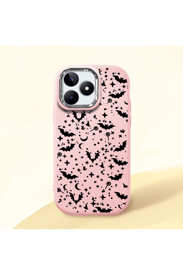 Realme Note 50 Compatible Soft Silicone Case with Bat Moon Star Print, Shock Absorption and Impact Protection