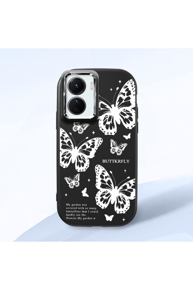 Vivo Y16/Y02S Compatible Minimal Butterfly Pattern Soft Silicone Case, Shock Protection