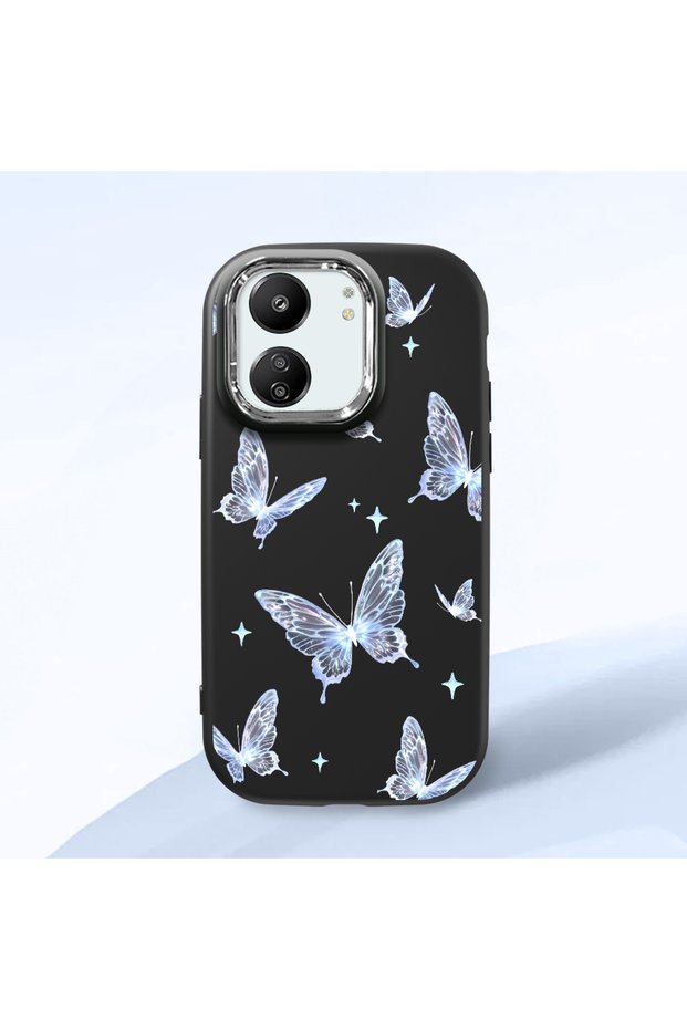 Redmi 13C 4G/5G Compatible Elegant Butterfly Print Soft Silicone Case, Shock Absorption and Impact Protection