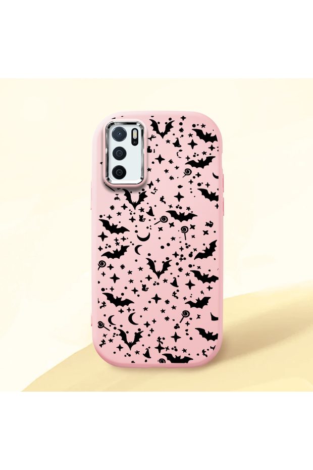 Oppo A16/A16S Compatible Soft Silicone Case with Bat Moon Star Print, Shock Absorption and Impact Protection