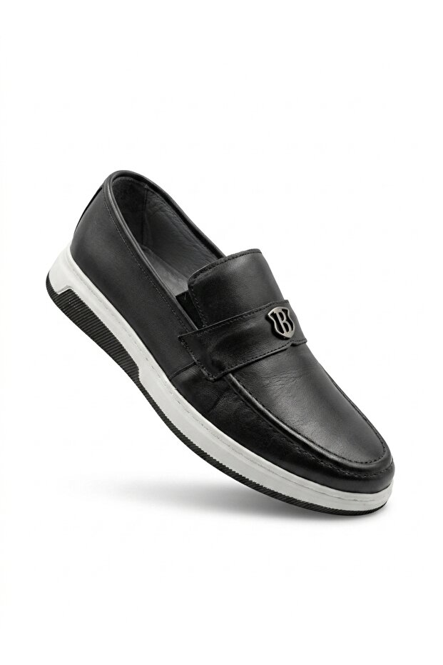 Alvino 7141 Black Genuine Leather Lightweight Comfortable Casual Men's Shoes