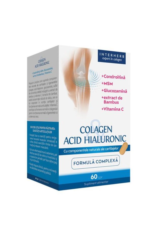 Colagen si Acid Hialuronic Formula Complexa Interherb, 60 comprimate