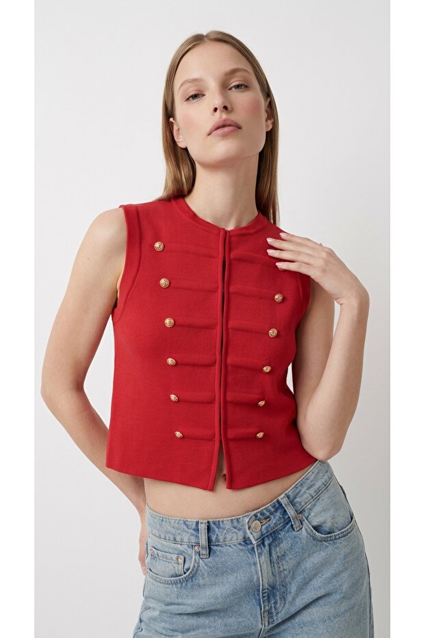 Buttoned Vest Blouse