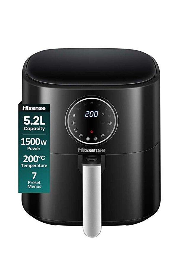 5.2L Capacity Air Fryer, 1500W Power, 200℃ Temperature, 7 Present Cooking Menu, Circular Touch Display, Metallic Interior (H06AFGY1S1)