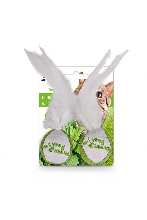 Green Rush 2-Piece Feather Ball Cat Toy, 1.7 kg