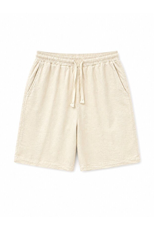 Tied Linen Shorts Cream