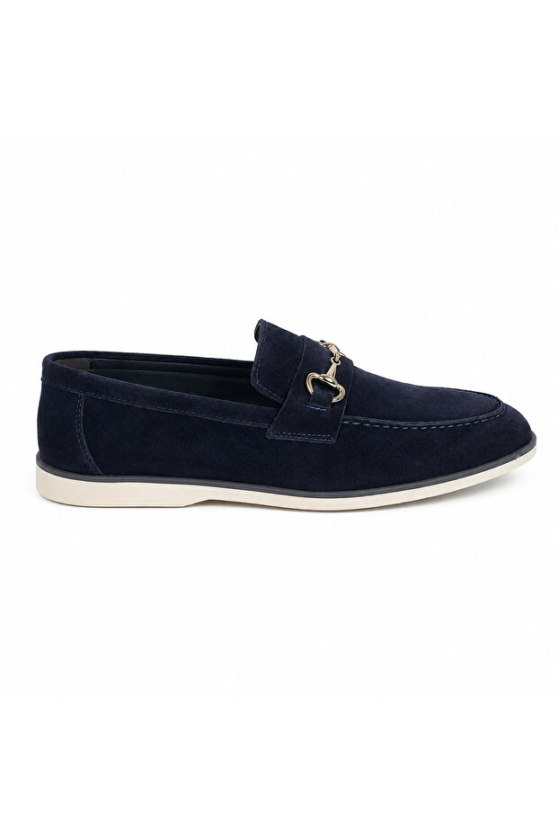 Leon Navy Blue Genuine Suede Leather Men's Casual Shoes