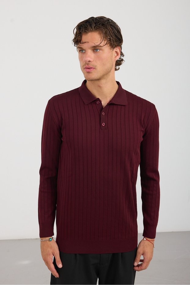 Men's Striped Washable Anti-Pilling Polo Collar Knitwear
