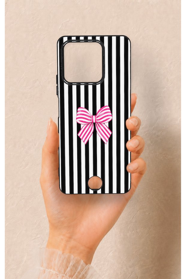 Reeder S71 Compatible Pink and White Ribbon Patterned Silicone Case