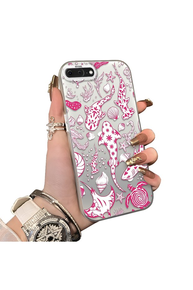 iPhone 7 Plus/8 Plus Compatible Hard Acrylic Back Silicone Edge Lens Protection Stylish Print Case